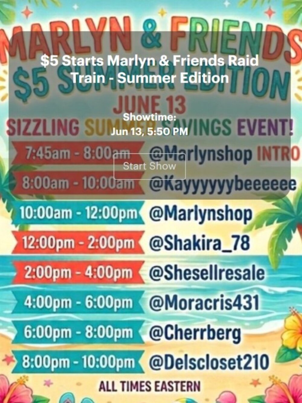 Next Train: June 13th Marlyn & Friends Summer Edition!